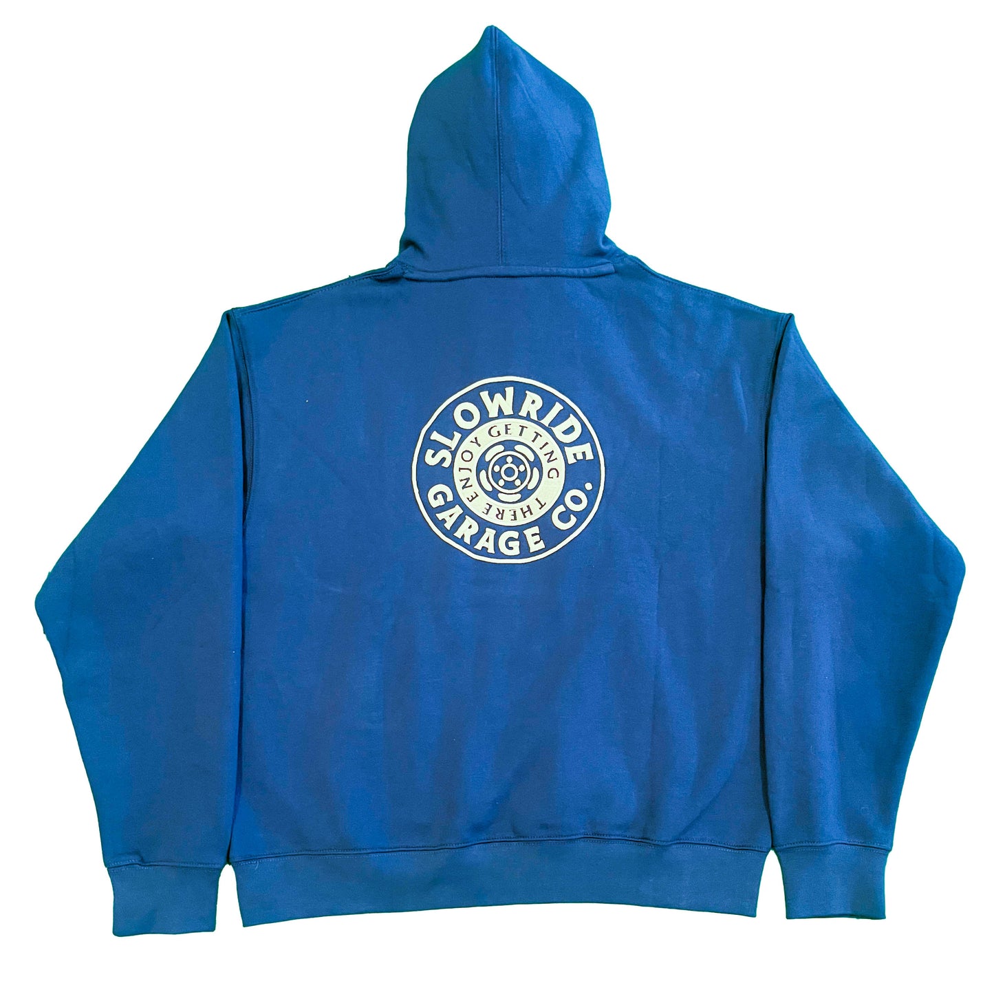 Space Wheel Embroidered Hoodie (Navy) - Slow Ride