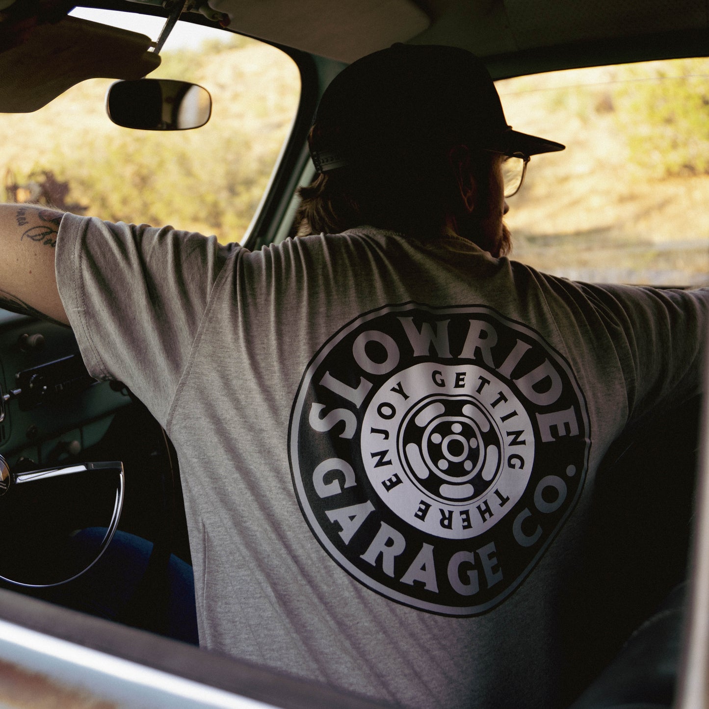 Space Wheel Tee (Grey) - Slow Ride