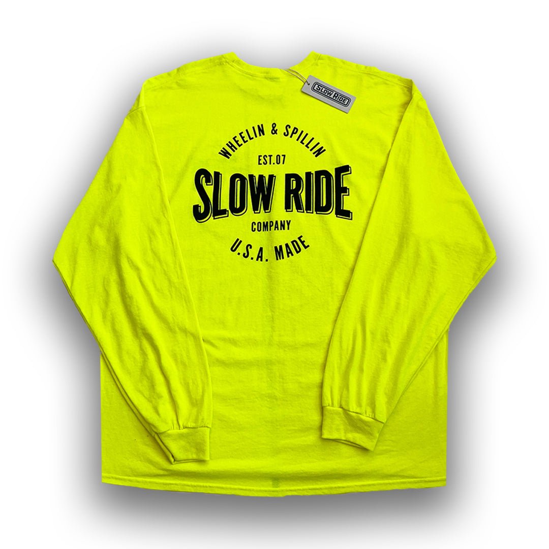 USA Made L/S Safety Tee (Safety Green) - Slow Ride