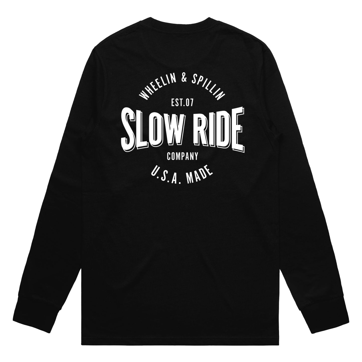 Wheelin N Spillin Long Sleeve Tee (Black) - Slow Ride