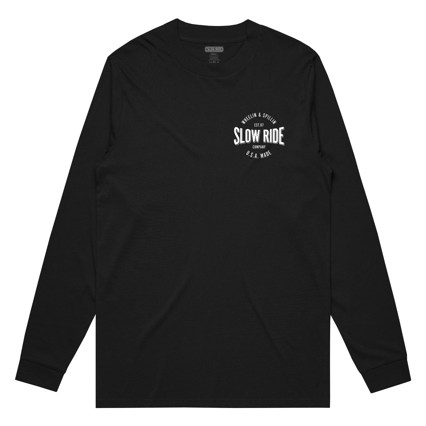 Wheelin N Spillin Long Sleeve Tee (Black) - Slow Ride